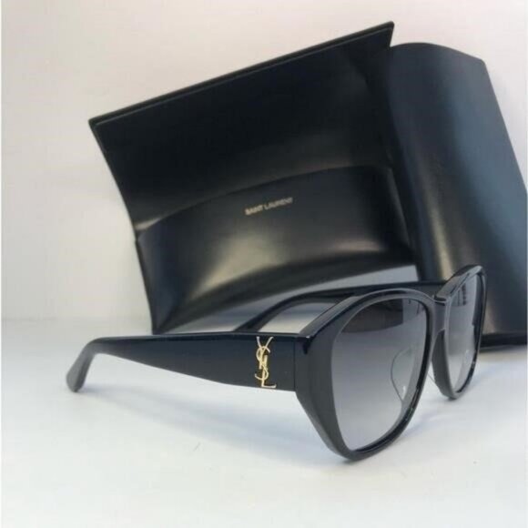 💯 - New Authentic SAINT LAURENT SLM8/F Sunglasses Black - Picture 1 of 11